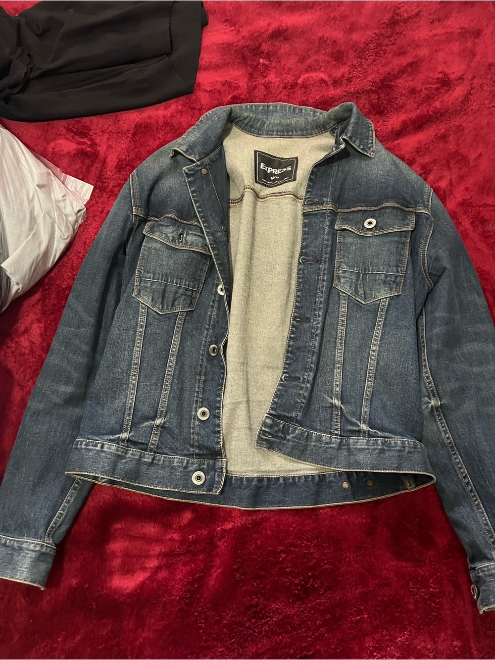 Express Dark Blue Denim Jacket with Chest Pockets